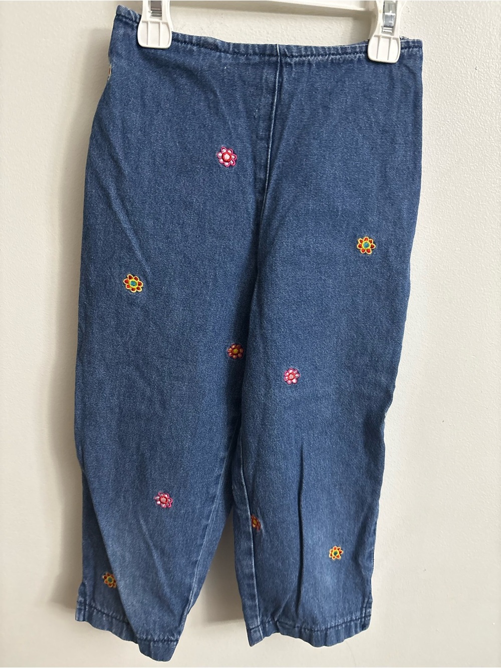 Vintage Kids Denim Floral Embroidered Bottoms 3-4 years